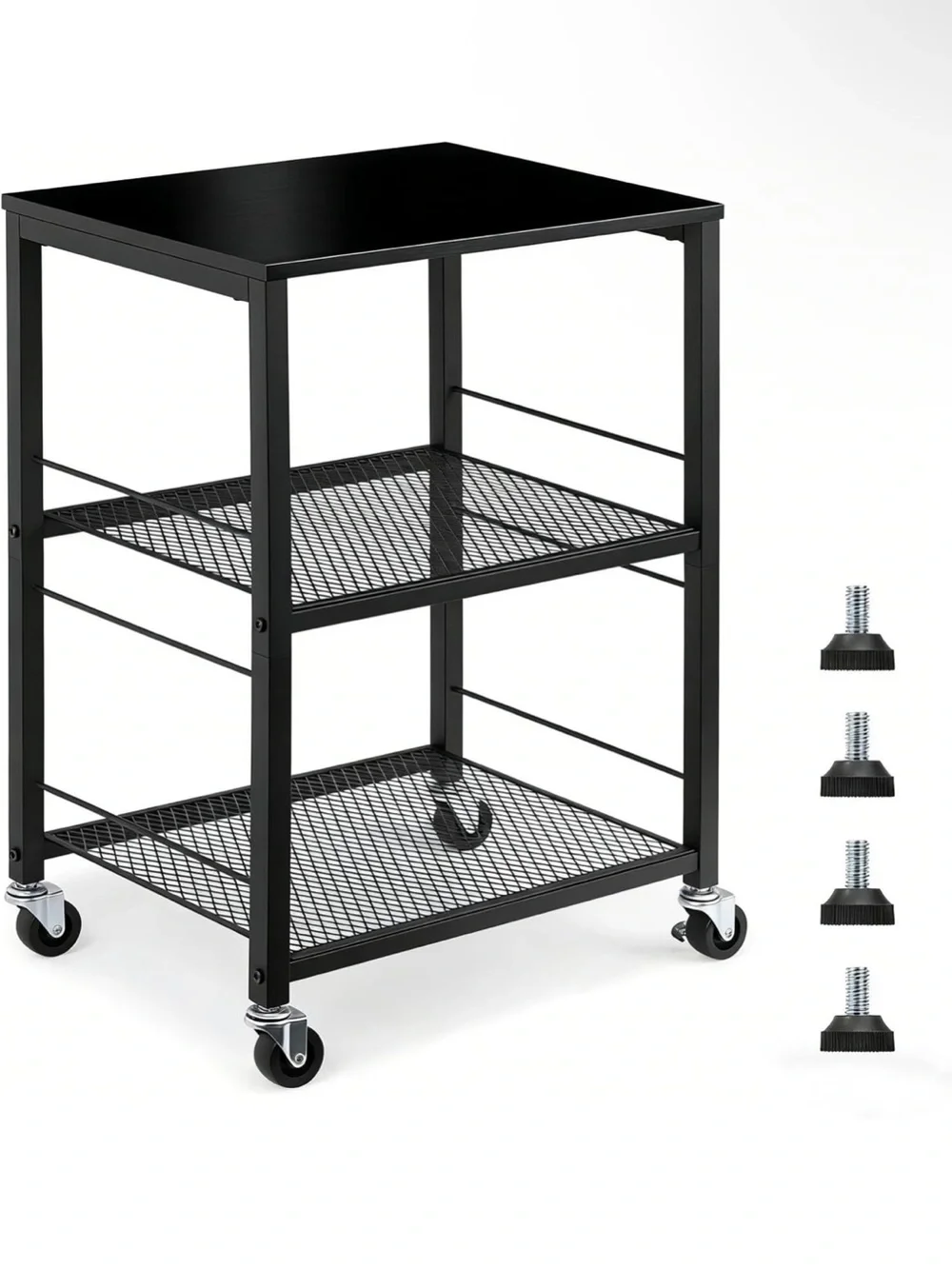 Black Mesh Utility Cart with Wheels - Home Storage